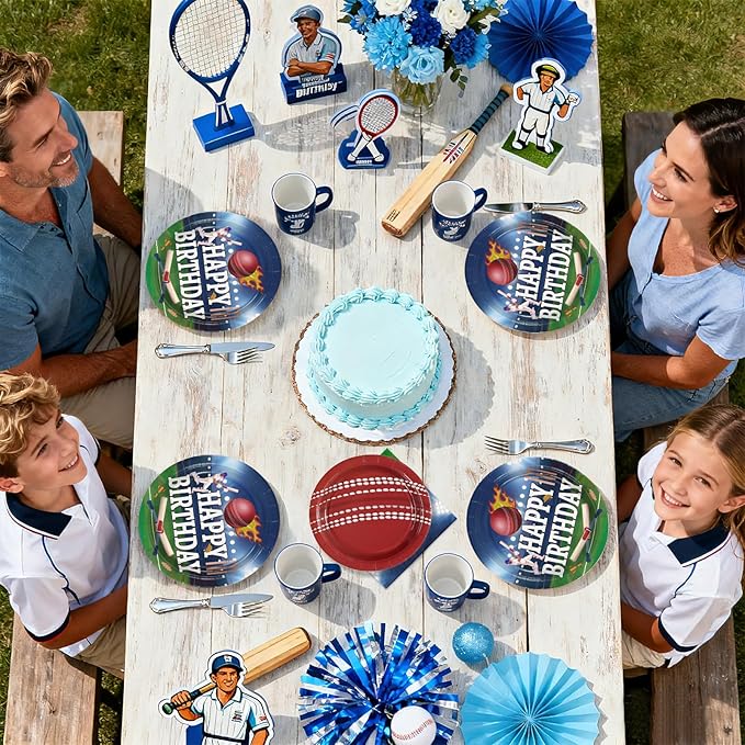96Pcs Cricket Birthday Party Decoration Sports Theme Ball Plates and