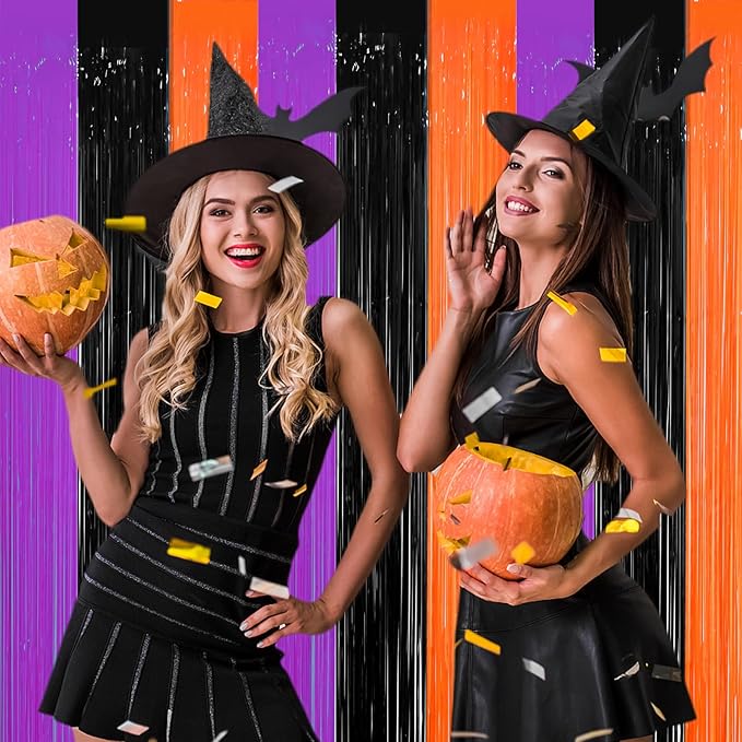 3 Pack 3.3 x 8.2 ft Halloween Foil Fringe Backdrop