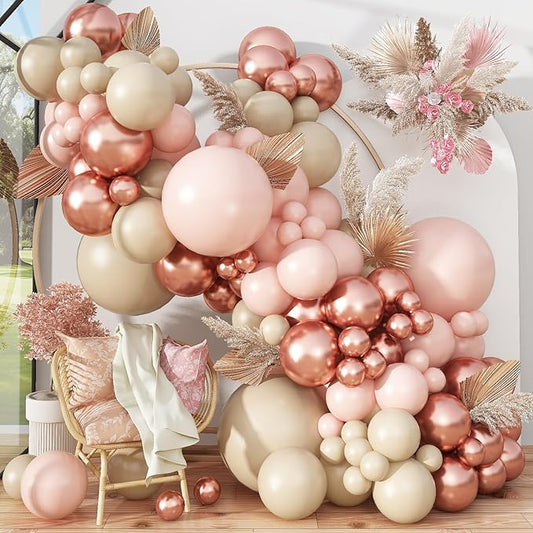 Boho Balloon Arch Double Stuffed Blush Nude Rose Gold Boho Balloon