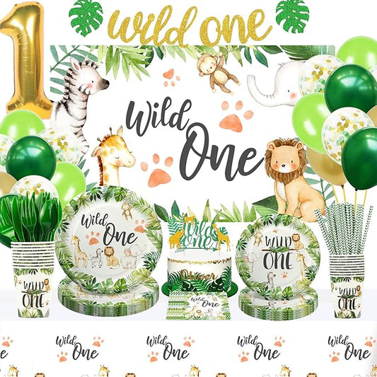 Wild One Birthday Decorations Jungle Theme Party Supplies Tableware