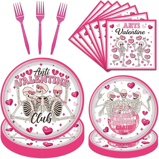 Valentines Day Plates and Napkins Party Decorations 96PCS Anti