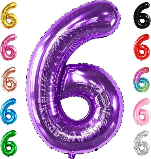 KatchOn, Giant Purple Number 6 Balloon - 40 Inch | 6th Birthday