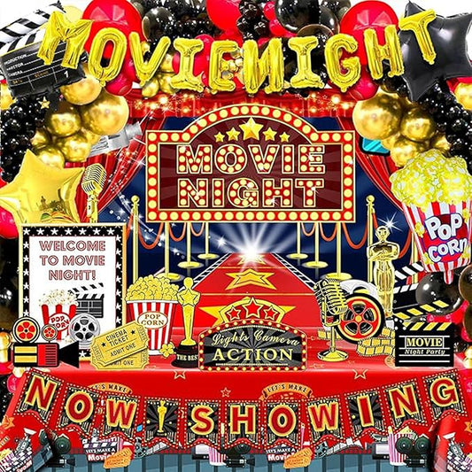 121pcs Movie Night Decorations Movie Theme Party Decorations Movie