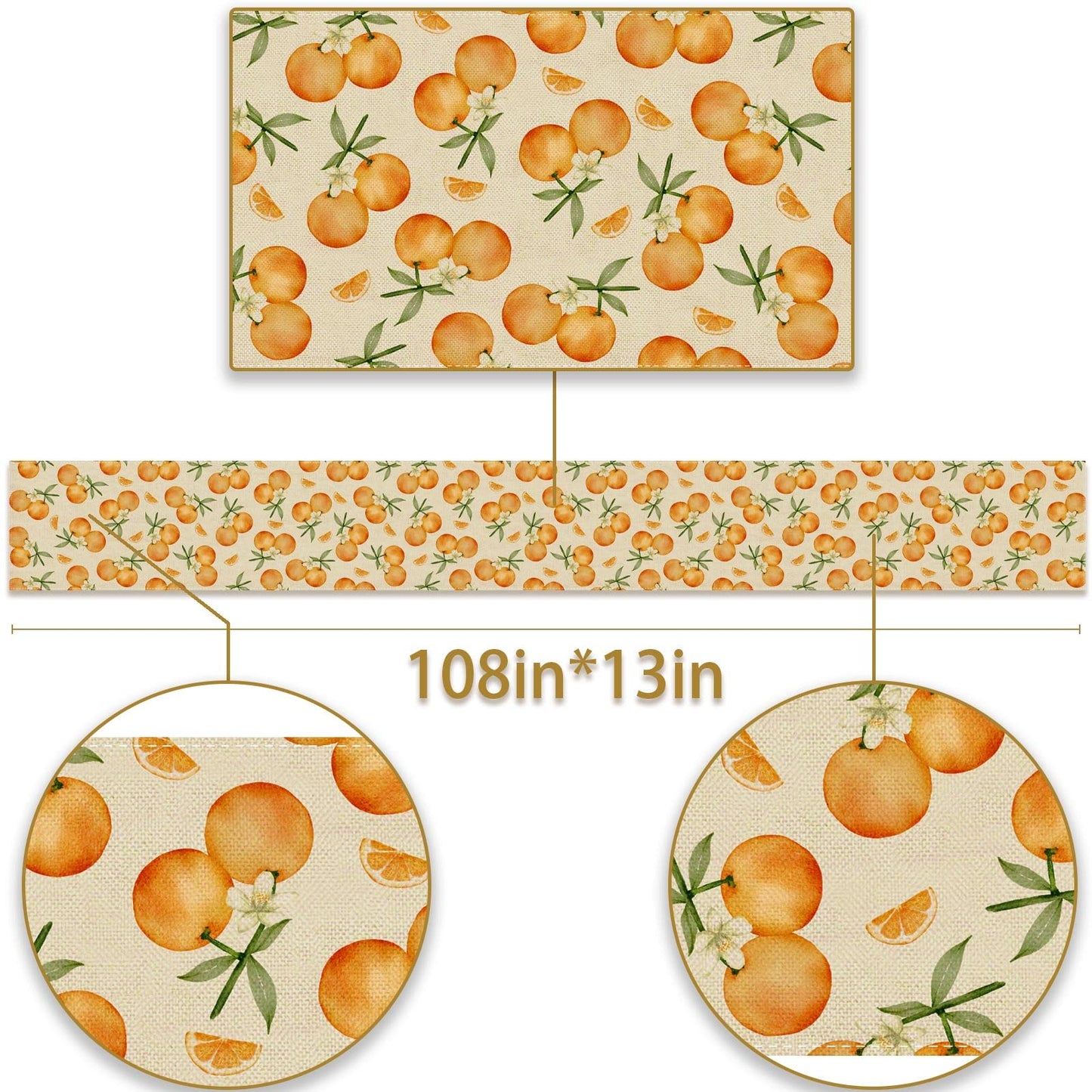 Pudodo Orange Citrus Table Runner Little Cutie Themed Birthday Baby