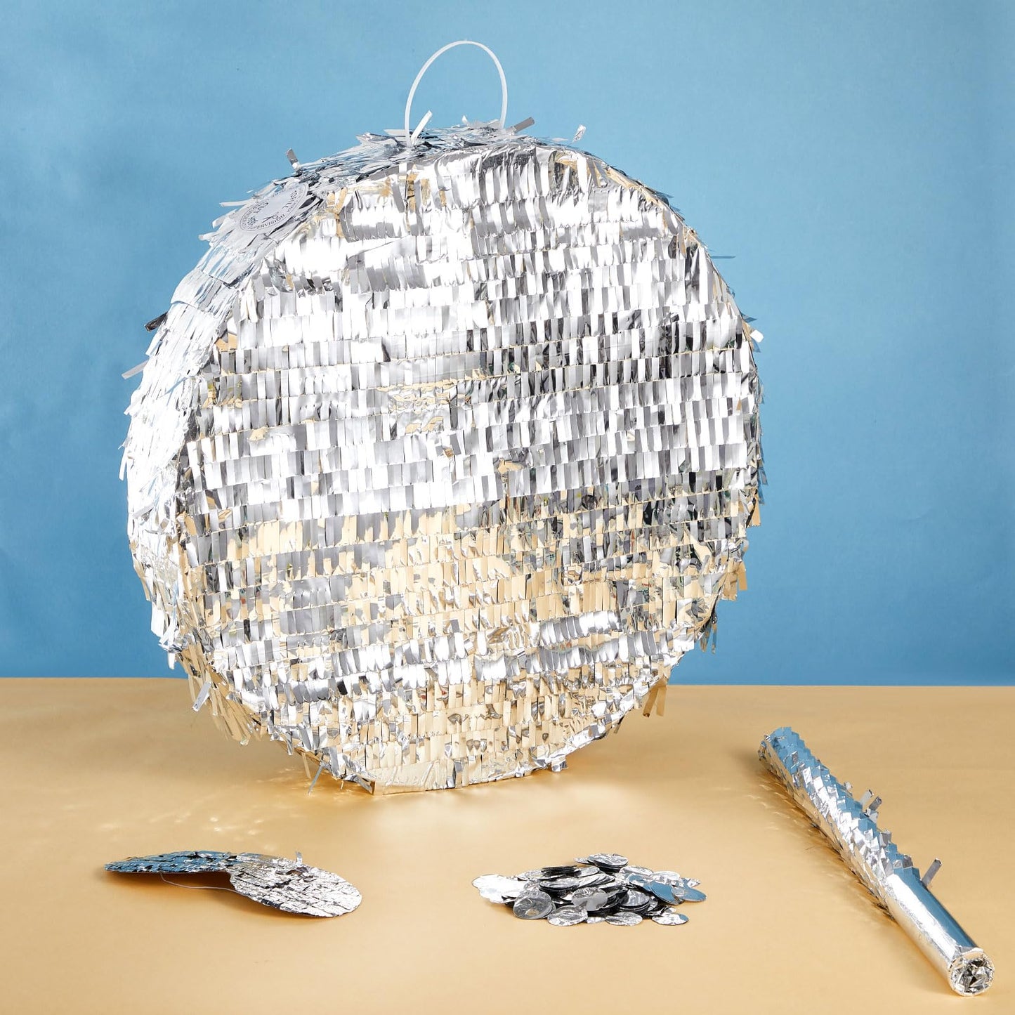 Jenaai Disco Ball Large Piñata 16 Inch, Round Blank Disco Piñata Shin