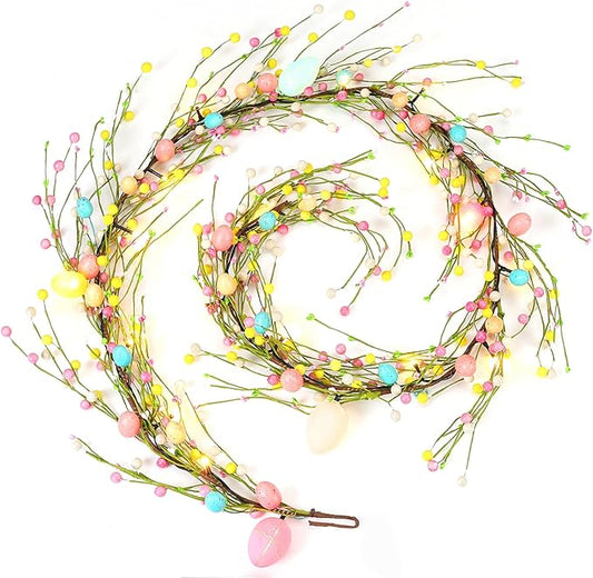 Easter Garland with Lights 6 Foot Easter Egg Garland Decor with 20
