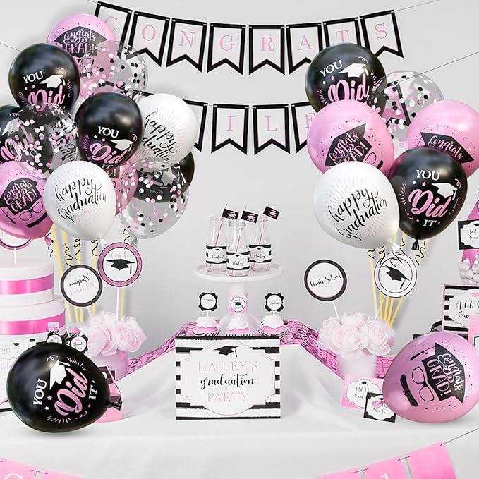 75 Pack Graduation Party Decorations Balloons Set - 12 Inch P