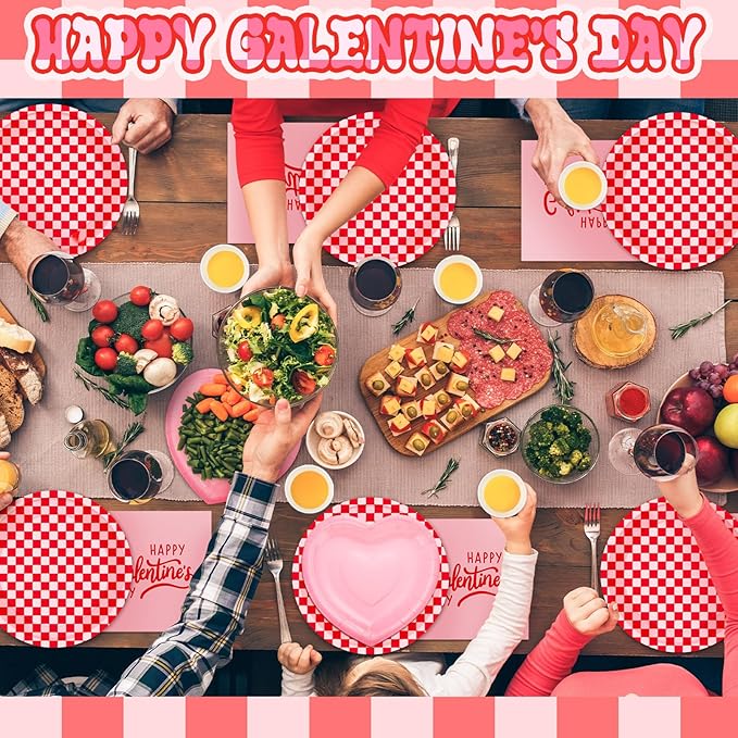 112 Pcs Galentine's Day Party Supplies Set for 24 Guests 9 Inch 7