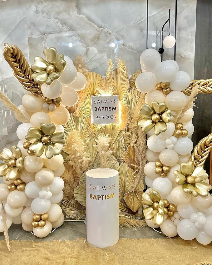Sand White Gold Balloon Arch Kit - 165Pcs Different Size Beige Nude