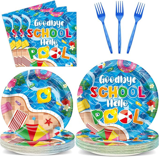 100 Pcs Pool Party Decoration for Goodbye School Hello Pool Paper