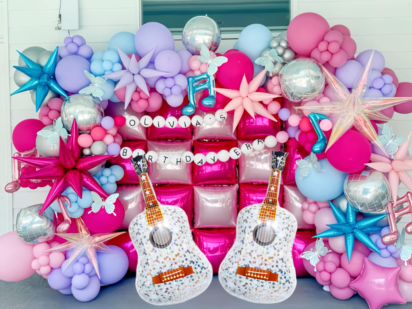 2 Pcs Giant Guitar Party Balloons 35 Inch/Music Note Guitar Birthday