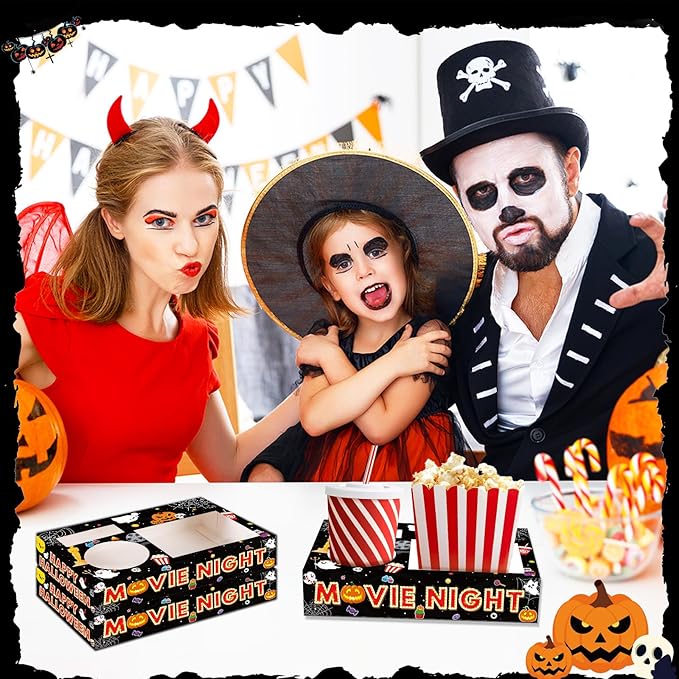 50Pcs Halloween Party Supplies Movie Night Paper Snack Trays Happy