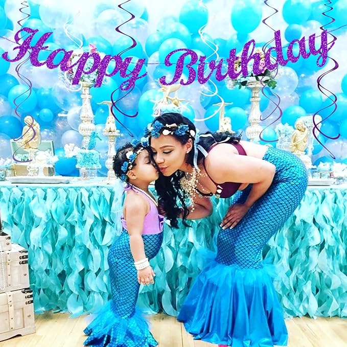 Teal purple Lavender Girl Mermaid birthday Party decorations 21pcs