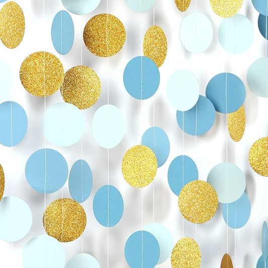 Light-Dusty Blue Gold Party-Decorations Garland - 52Ft Birthday Baby