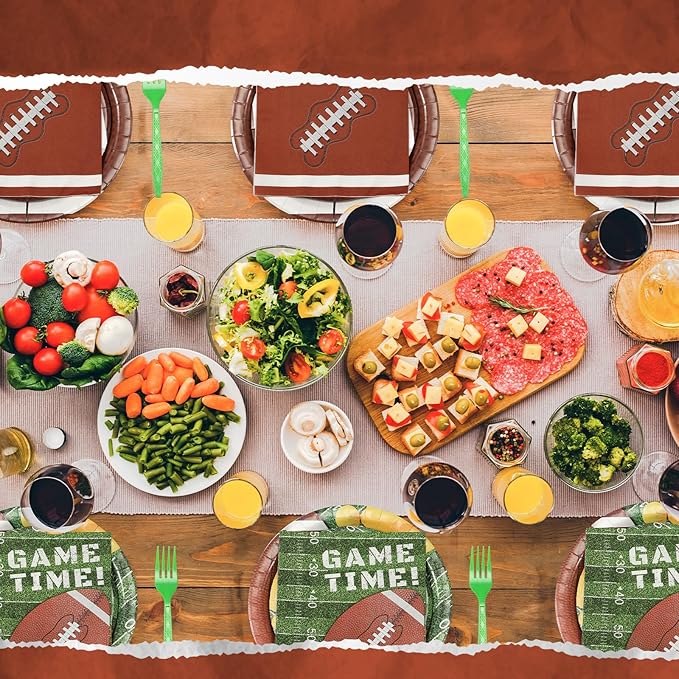 192 Pcs Football Paper Plates and Napkins Set Football Party