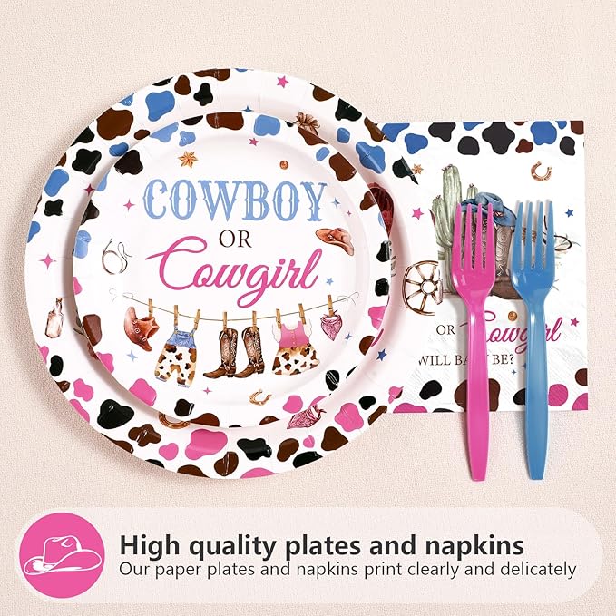 96Pcs Western Gender Reveal Decorations Cowboy or Cowgirl Gender
