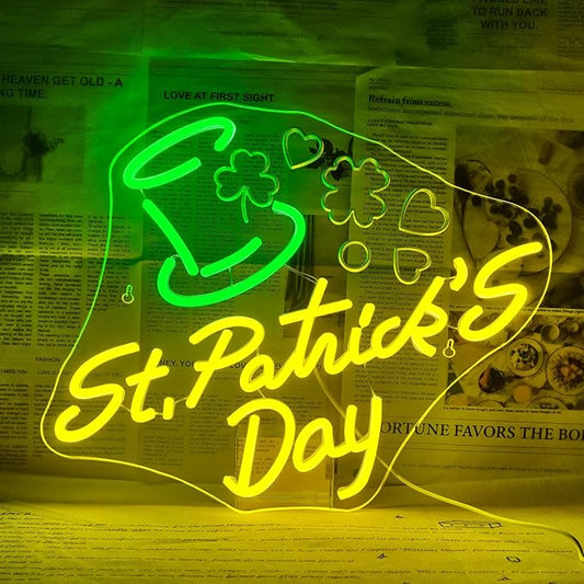 St Patricks Day Neon Sign Dimmable St Patrick's Day Neon Signs for