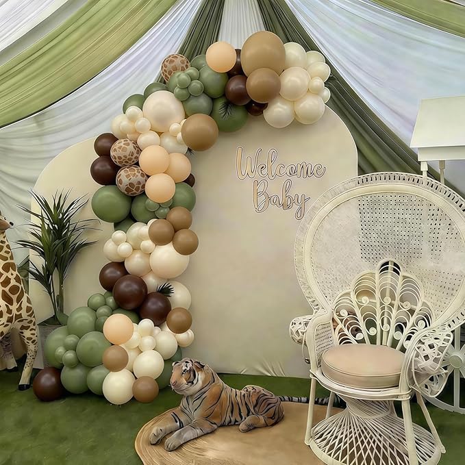Sage Green and Brown Balloons, 12inch Safari Olive Green Beige Brown