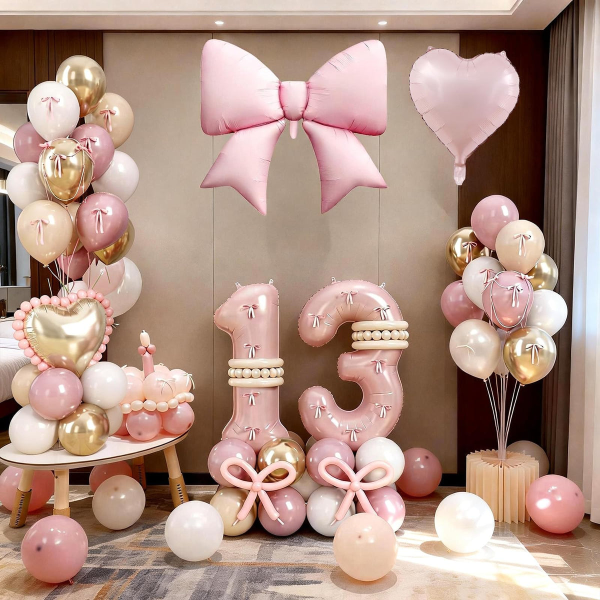 40 Inch Dusty Pink 13 Number Balloon for Girls 13th Birthday