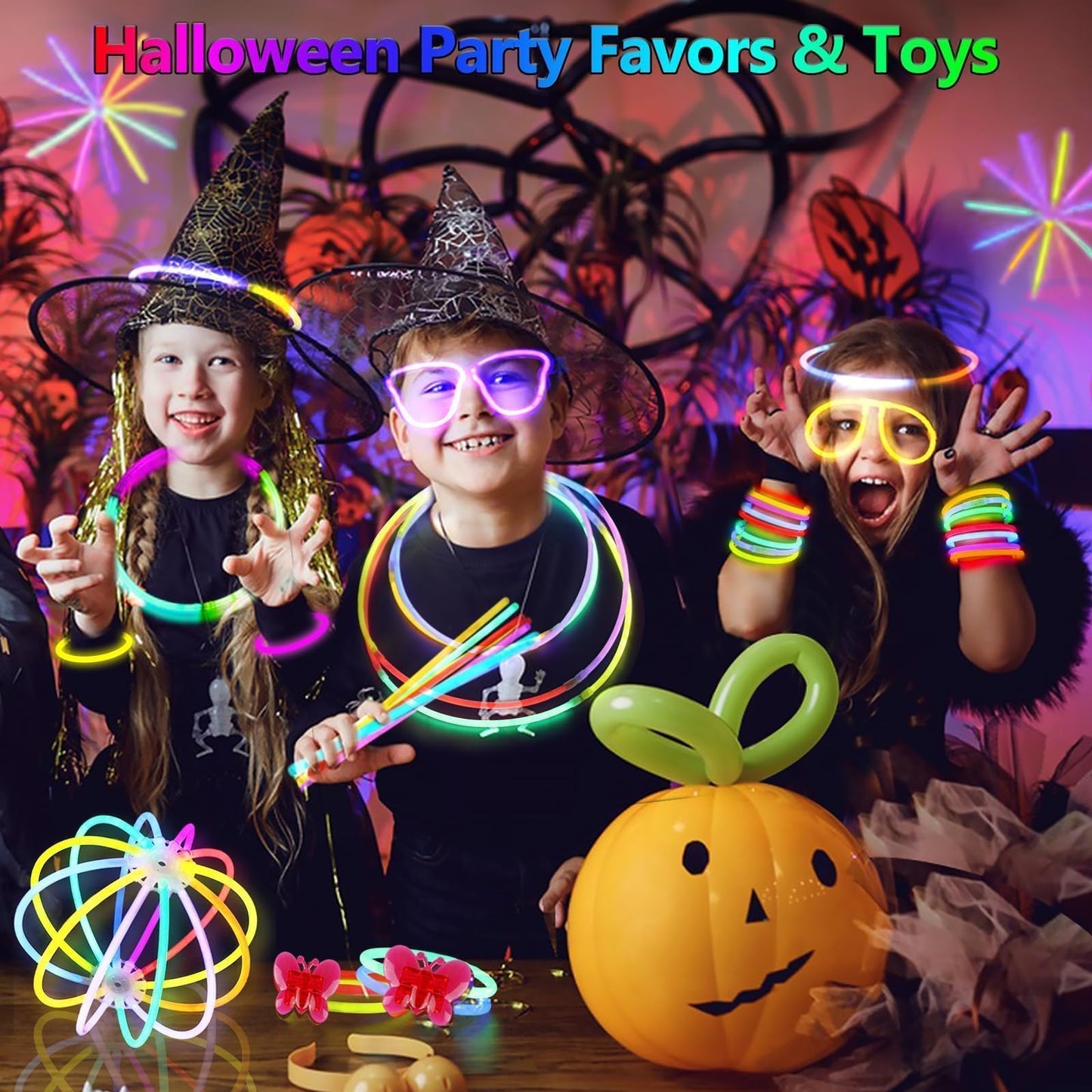 BUDI 467Pcs Glow Sticks Party Favors for Kids Adults Glow in the Dark