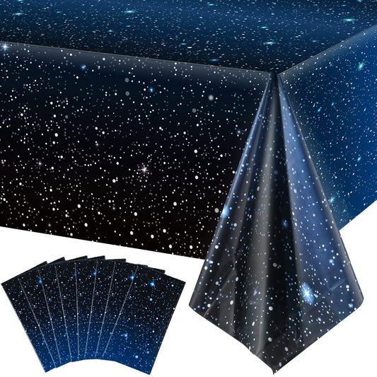 8 Pieces Space Tablecloth Starry Night Tablecloth Decorations Plastic