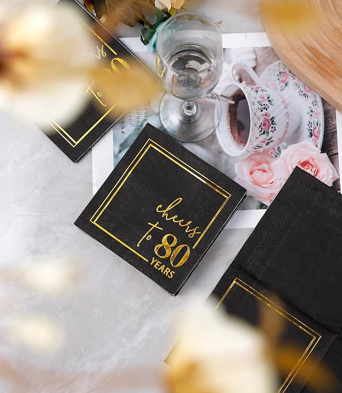 Cheers to Years Cocktail Napkins - 50 PK - 3-Ply Birthday Napkins 5x5