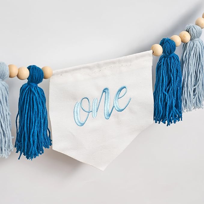 Blue One Tassel High Chair Banner First Birthday Party Decoration