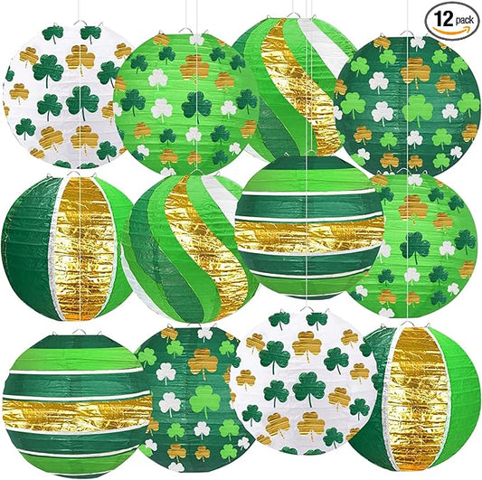 St Patricks Day Decorations Paper Lanterns 8 Round Hanging Green