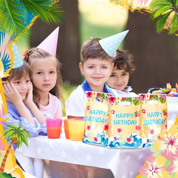 Eccliy 30 Pcs Hawaiian Party Favor Bags Animation Cartoon Birthday