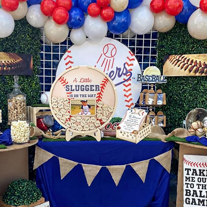 63 Pcs Baseball Baby Shower Guest Book Alternatives Set Baby Shower