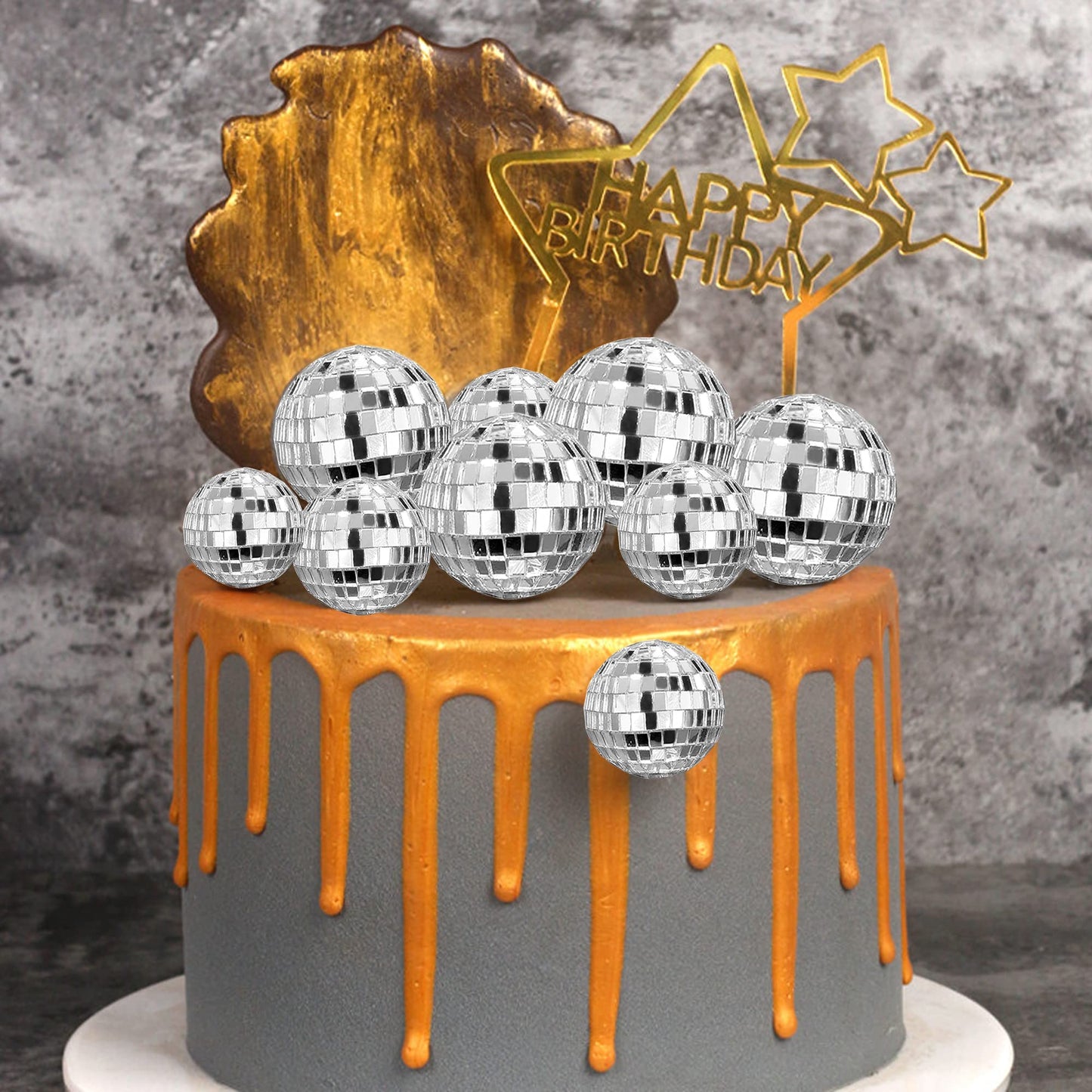 27 PCS Disco Ball Cake Decoration Mirror Ball Cake Topper 70s Disco