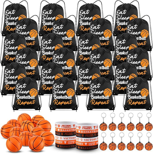 96 Pcs Basketball Party Favors Include 24 Basketball Drawstring Bags