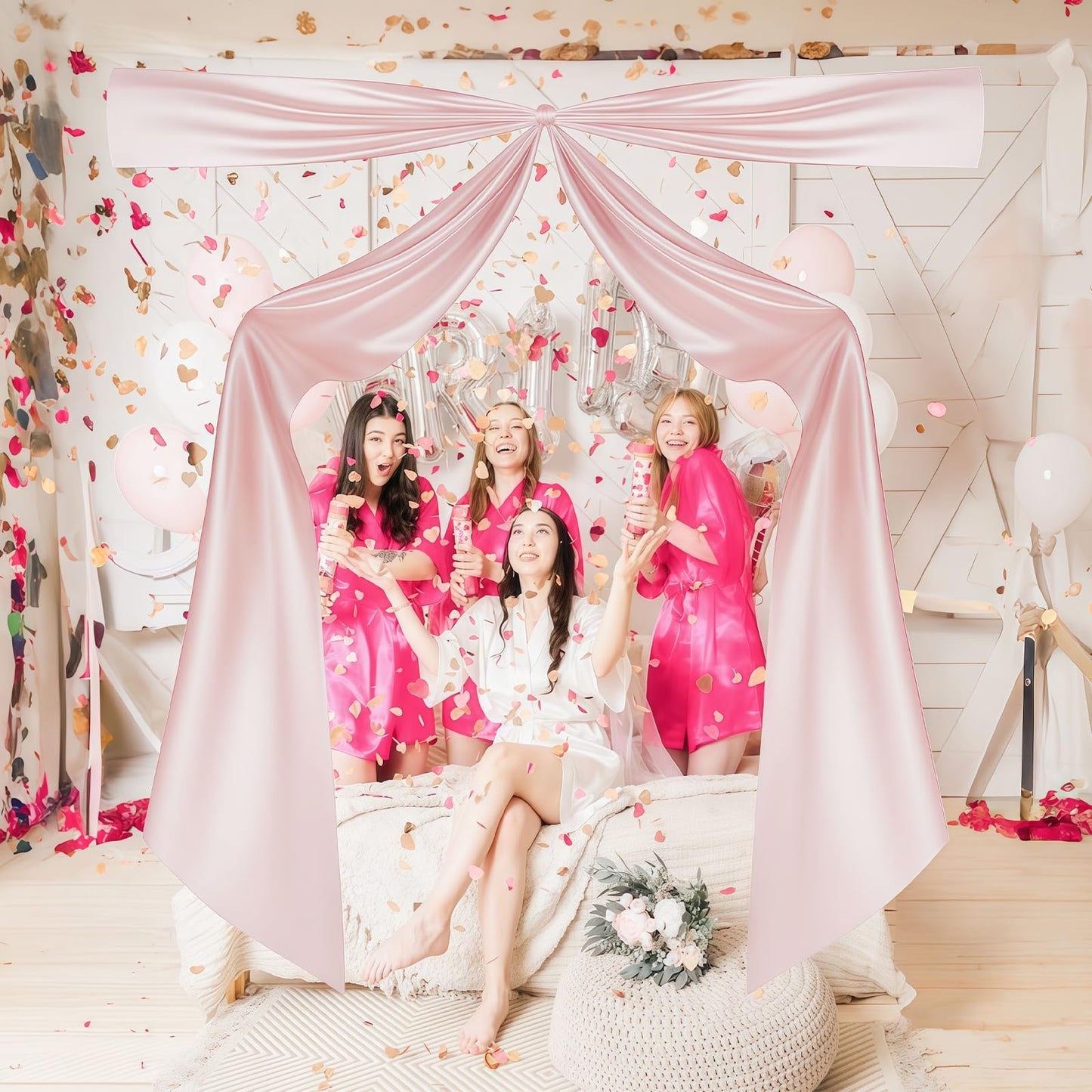Froova 122 x 70 Inch Giant Pink Bow Decor Big Pink Tie Shape Bow Room