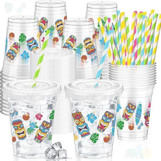 Hawaiian Party Decorations Cups 12 oz Luau Party Decorations Plastic