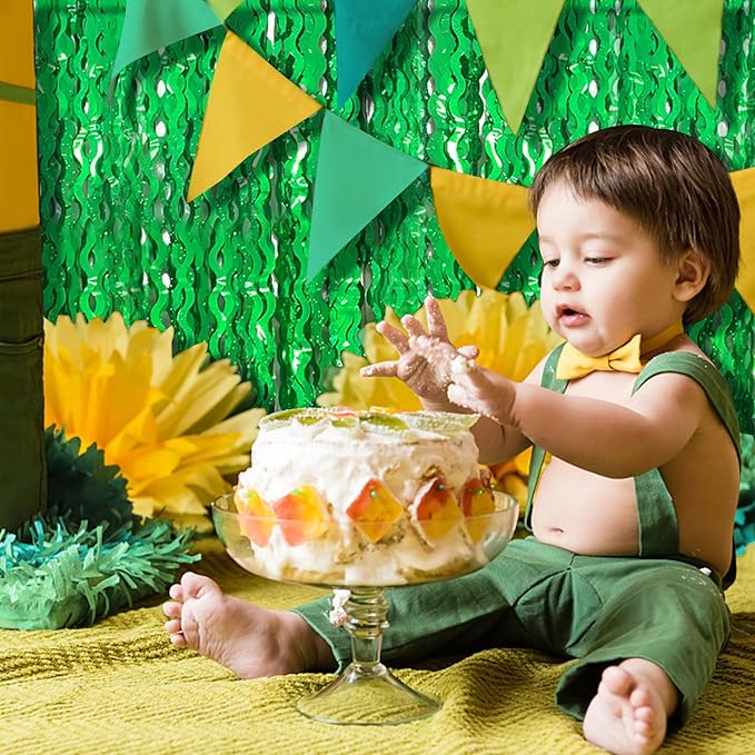 Tinsel Foil Fringe Curtains Wavy Backdrop for Parties Sparkle