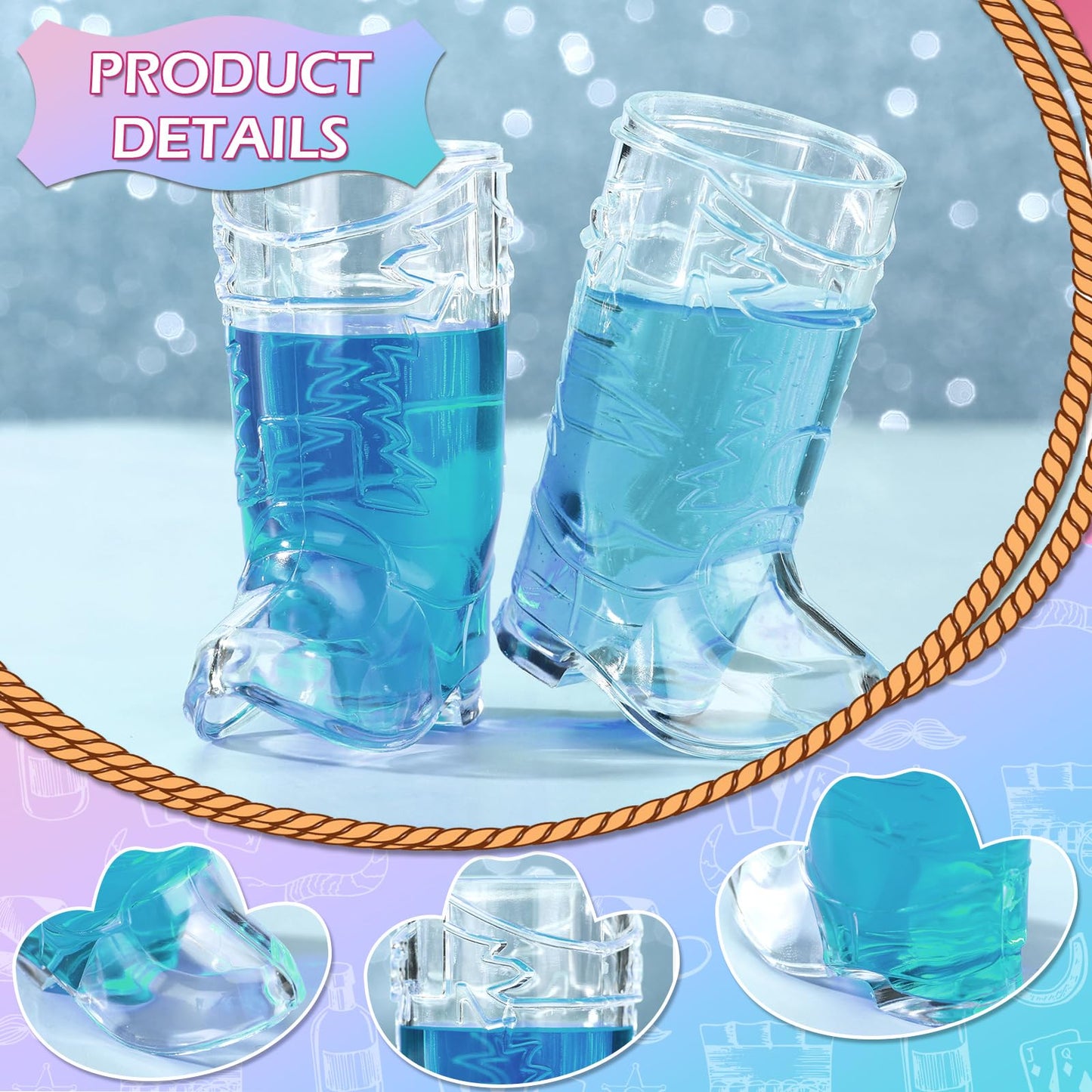20 Pcs Mini Cowboy Boot Shot Glasses Western Cowgirl Shot Boot
