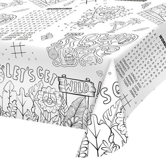 2 Pack Safari Jungle Theme Kids Coloring Paper Tablecloth