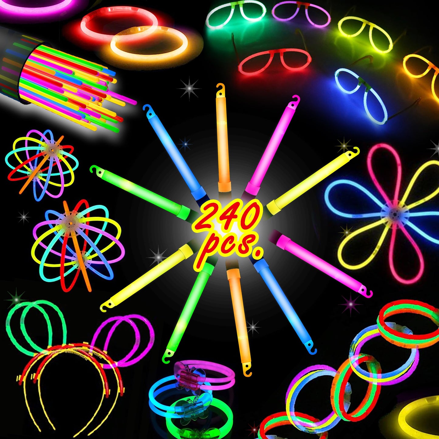 240 Glow Sticks Halloween Party Pack – Glow Activities For Families –