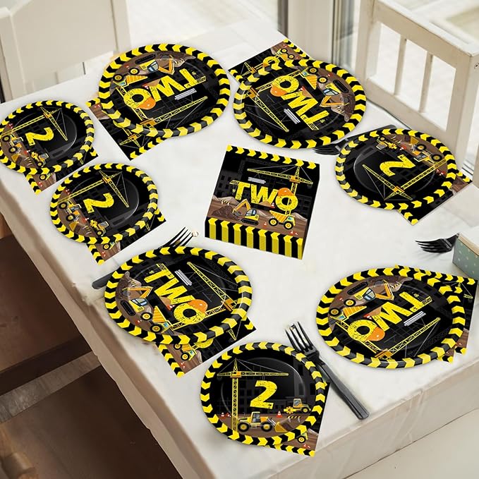 50 Guests Construction Birthday Plates and Napkins Forks Party