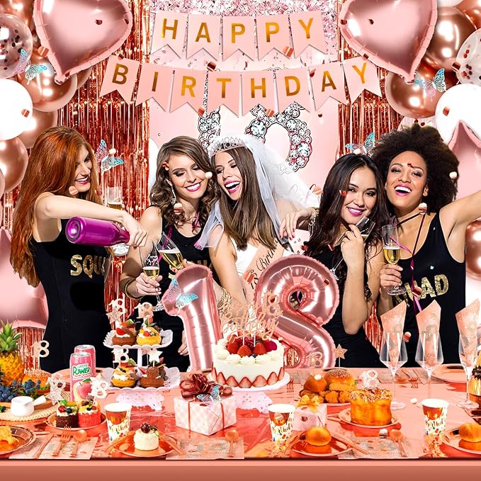 18th Birthday Decorations for Girls Rose Gold Party Decorations