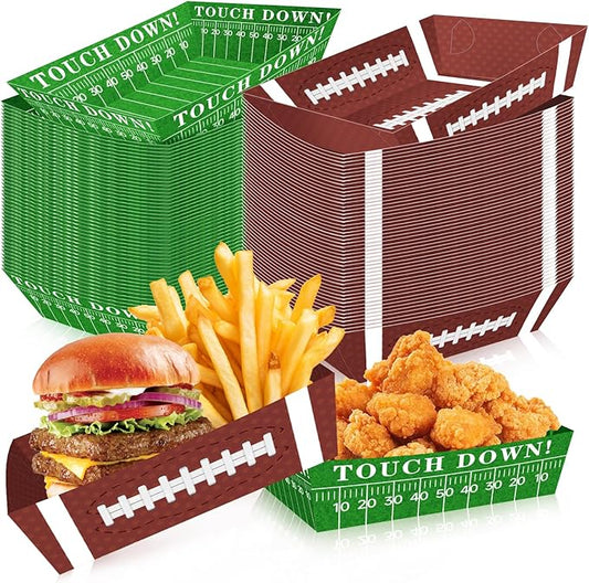 100Pcs Football Party Supplies 5lb Food Plates Paper Trays