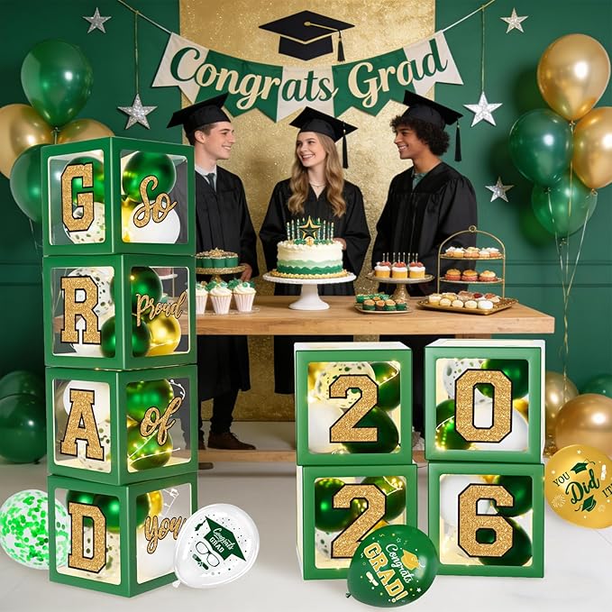 Graduation Decorations 2026 - Green and Gold Graduation Decorations -