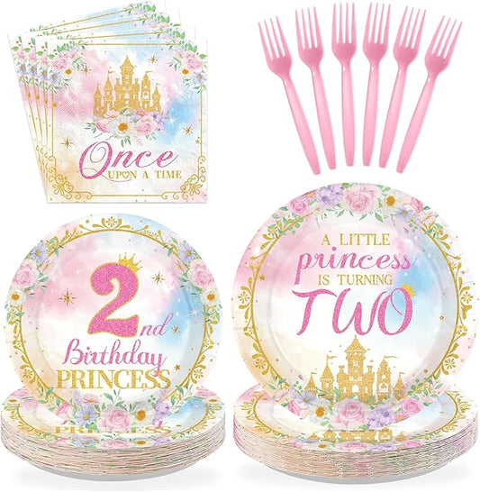 96Pcs Princess 2nd Birthday Party Decorations for Girls A Little