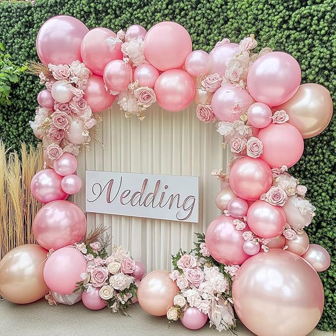 PartyWoo Pearl Pink Balloons 100pcs 5 Inch Light Pastel Baby Pale