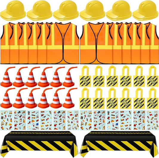 62 Pcs Construction Birthday Party Supplies Set Kids Construction