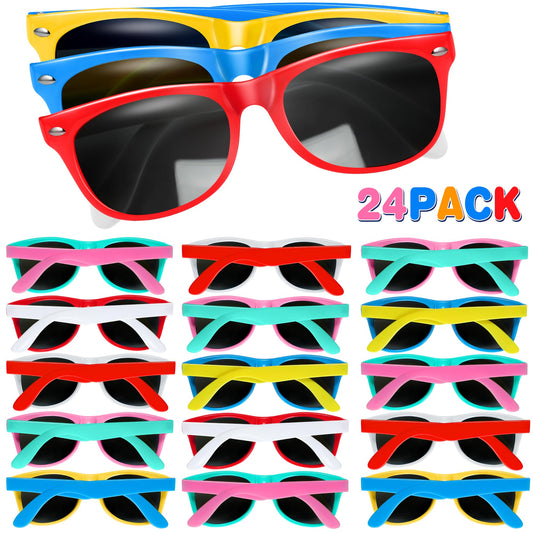 GINMIC Kids Sunglasses Bulk, 24Pack Valentines Neon Sunglasses for