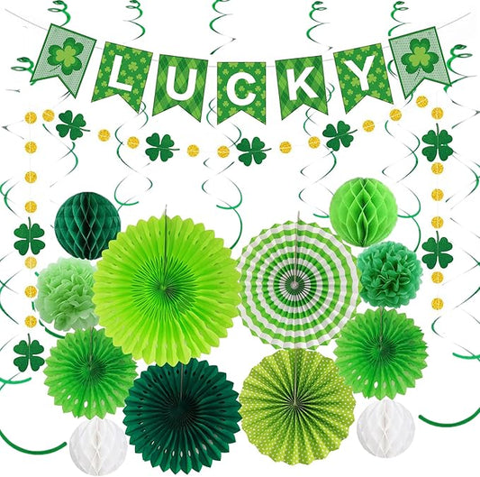Lucky St Patrick's Day Decorations Set 21Pcs Green Shamrock Party