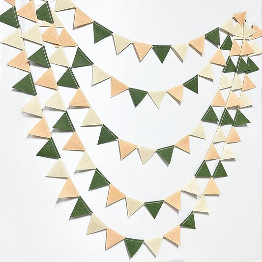 Sage Green Party Decorations Olive Green Tan Brown Cream Felt Hanging