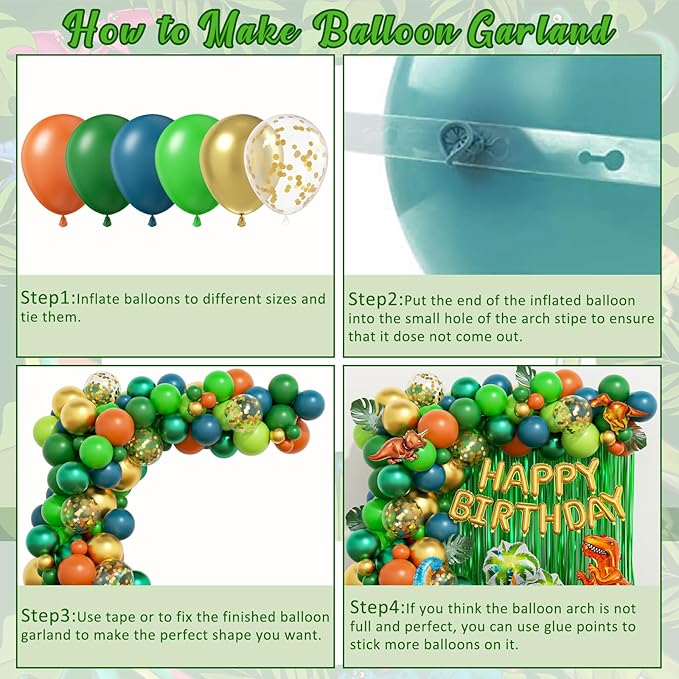 Dinosaur Birthday Party Decorations 128pcs Dinosaur Balloons Arch