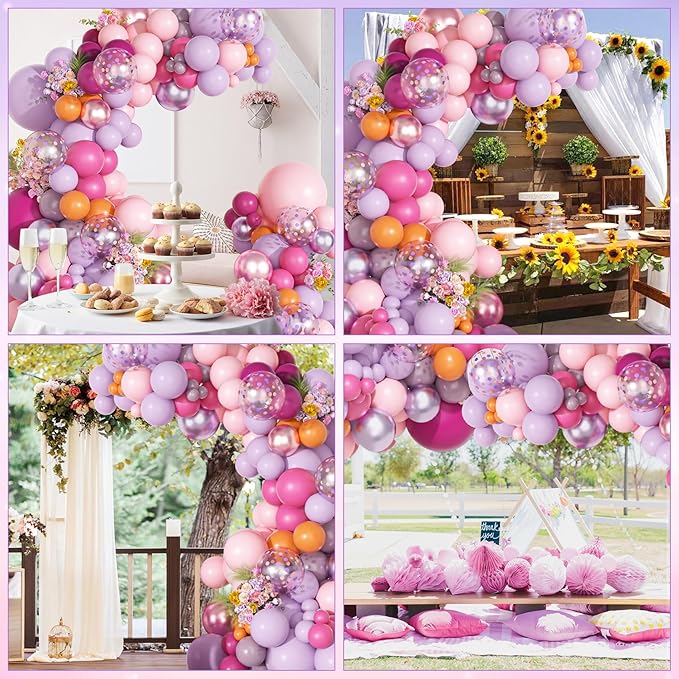 Party Pink Purple Balloons Garland Arch Kit, Different Sizes 18